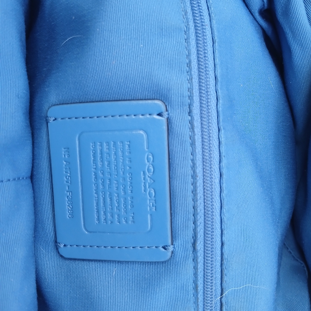 Blue leather coach backpack